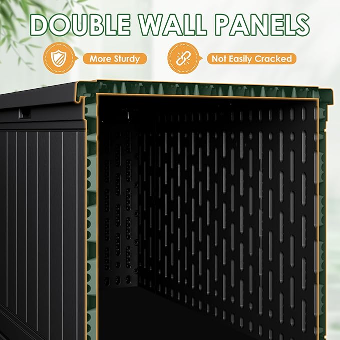 Devoko 260 Gallon Double-Wall Deck Box with Divider, Side Handles, Resin Outdoor Large Storage Box Waterproof and Lockable for Patio Furniture, Garden, Pool (Black, 260 Gallon) - Image 4