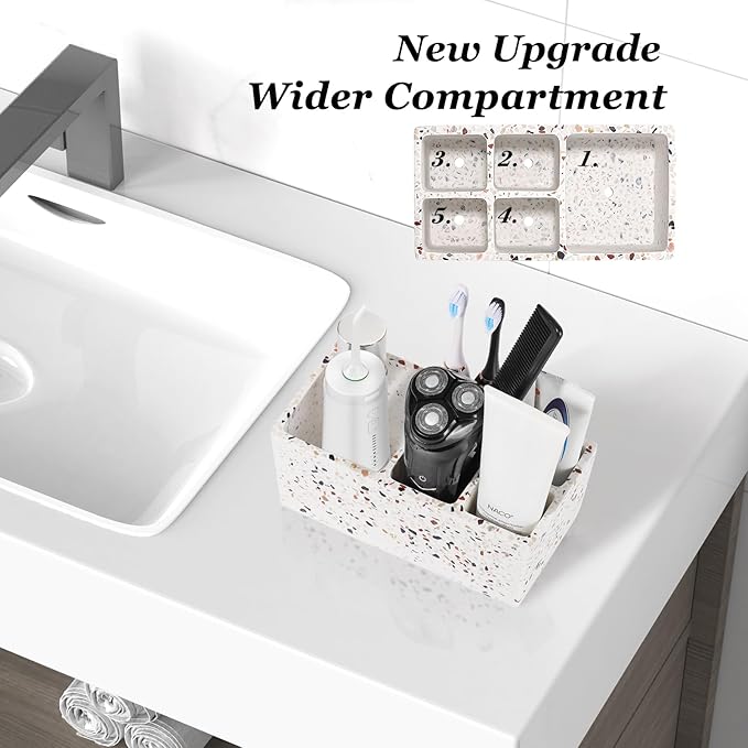 Luxspire Toothbrush Holder for Bathroom, 5 Slots Bathroom Counter Organizer - Image 2