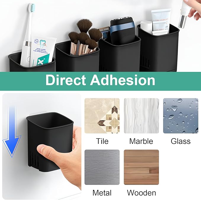 2 Packs Wall Mounted Toothbrush Holders, Self Adhesive Bathroom Toothbrush Wall - Image 5