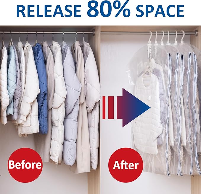 Hanging Vacuum Storage Bags, 6 Pack Hanging Storage Bags - Image 2