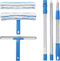 Window Cleaner with Long Handle, Glass Cleaning Tools with Silicone Squeegee & by Mitclear