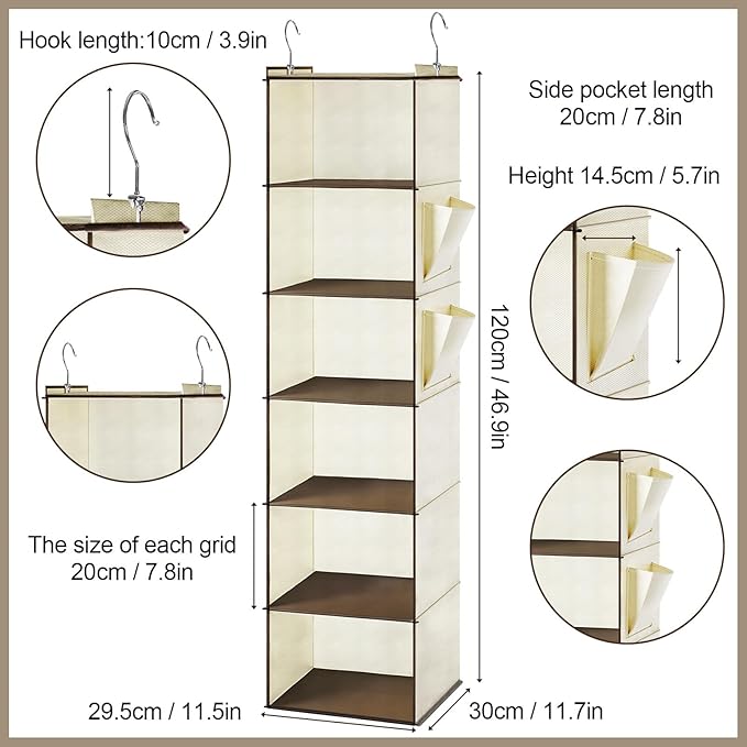 Leinuosen 6 Tier Shelf Hanging Closet Organizer Hanging Shelves - Image 3