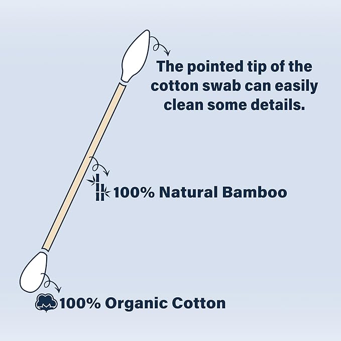 Bamboo Cotton Swabs 600 Count/1 Box, One Pointed Tip and One Rounded Tip - Image 2