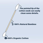 Bamboo Cotton Swabs 600 Count/1 Box, One Pointed Tip and One Rounded Tip - Image 2