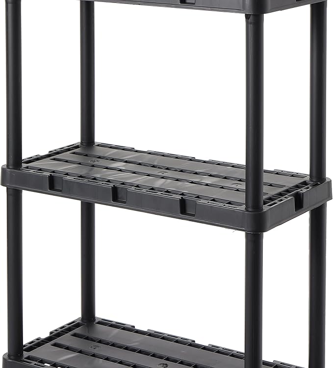 Gracious Living 2 Pack Light Duty Storage Shelves, Knect-A-Shelf 4-Shelf Ventilated Shelving Rack Organizer for Home, Garage, Basement & Laundry, Black - Image 9