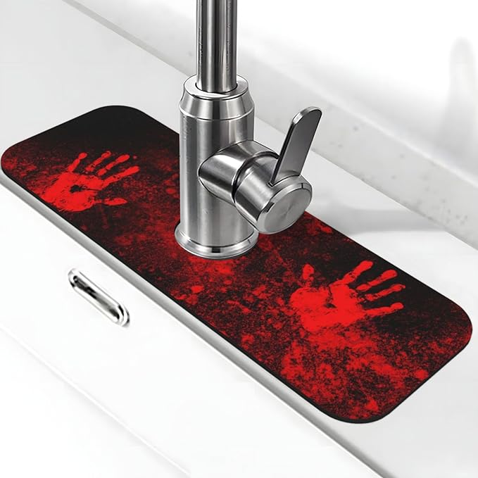 Halloween Scary Horror Red Blood Spatter Bloody Handprint Kitchen Sink Splash by Unknown