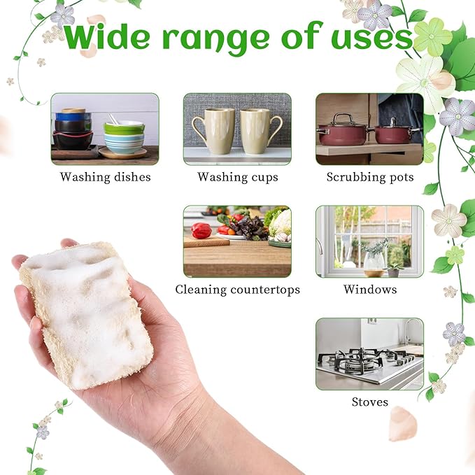 10 PCS Natural Sponges for Dishes, Loofah Dish Sponge for Kitchen Compostable - Image 4