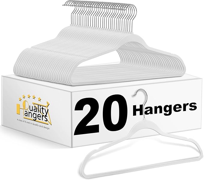 Quality Hangers 20 Pack Non-Velvet Plastic Hangers by QualityHangers