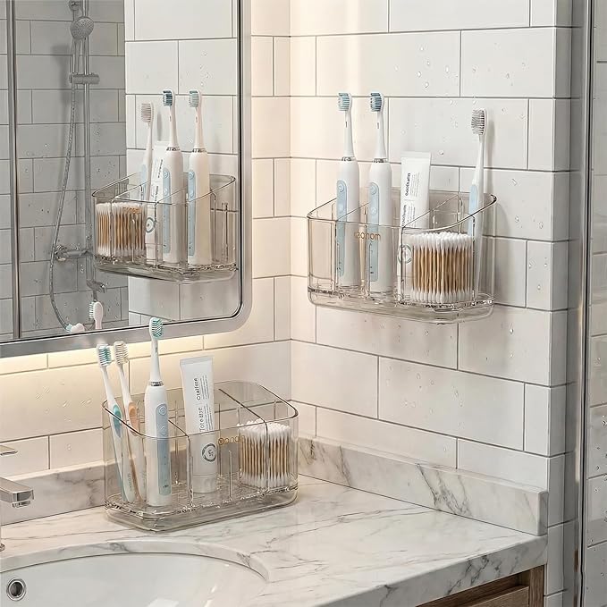 Toothbrush Holder for Bathroom Wall Mounted, 5 Slots Acrylic Toothbrush and - Image 3