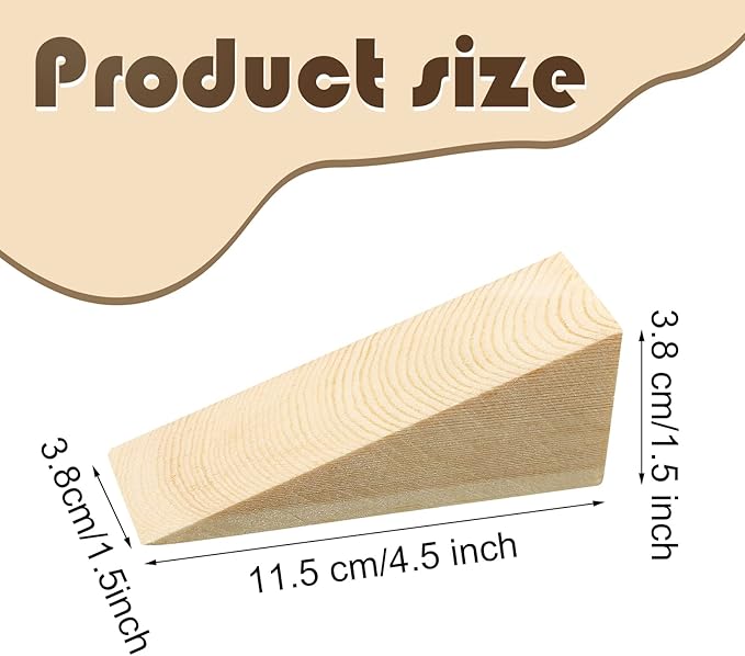 6 Pcs Wooden Door Stopper Wedge Non Slip Firefighter Wood Door Stopper Wedge - Image 2