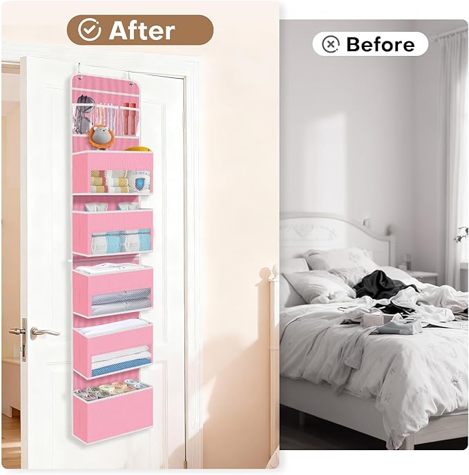 SpaceWhisper Over the Door Organizer, 6 Large Pocket Hanging Storage Organizer - Image 6