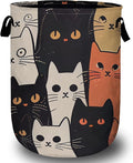 Watercolor Funny Cat Laundry Basket, Laundry Hamper Collapsible Oxford Cloth by ANTJOO