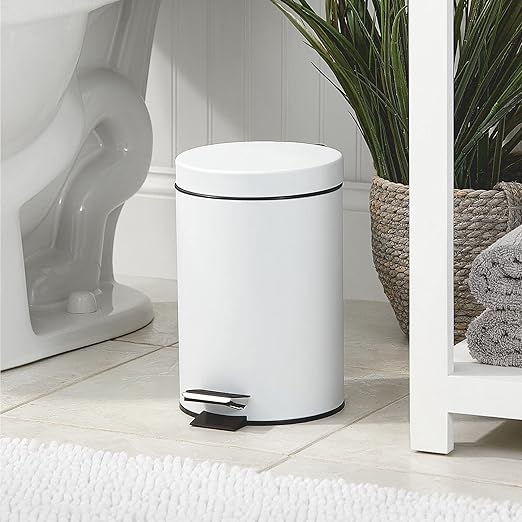 mDesign 3.2 Gallon/12 Liter Round Metal Step Trash Wastebasket, Garbage - Image 2