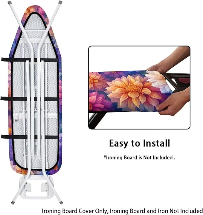 Boho Flowers Ironing Board Covers, Heavy Duty Iron Board Cushion - Image 4