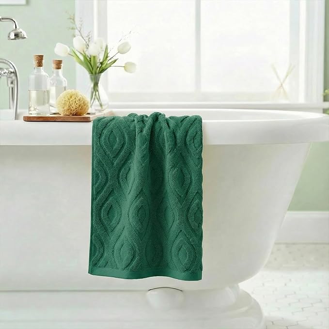 Artoid Mode 1 Pc Dark Green 3D Diamond Grid Jacquard Hand Towels - Image 4