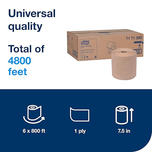 Tork Hand Towel Roll, 100% Recycled, 6 Rolls x 800 ft - Image 2