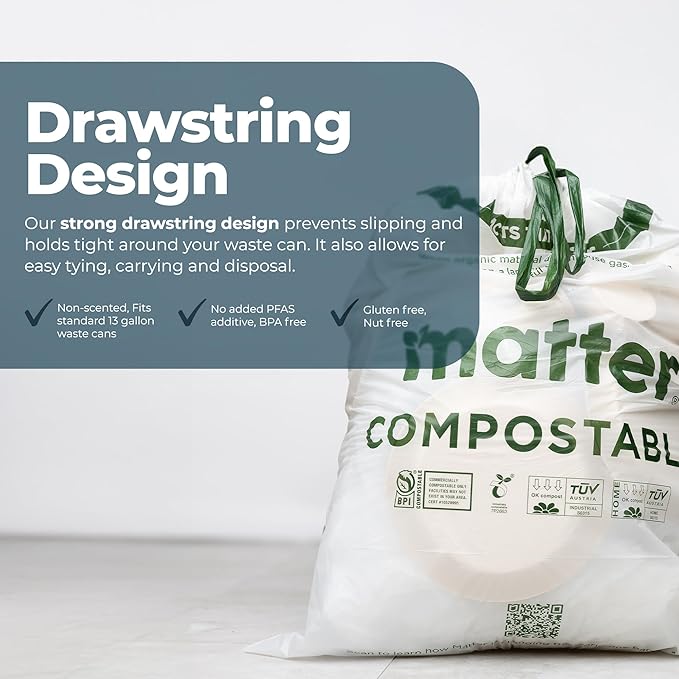 Matter Compostable 13 Gallon Tall Kitchen Trash Bags - Image 3