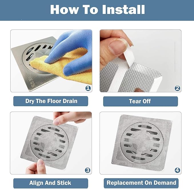 25 Packs - Disposable Shower Drain Hair Catcher 3.94 Inches Square Drain Hair - Image 6