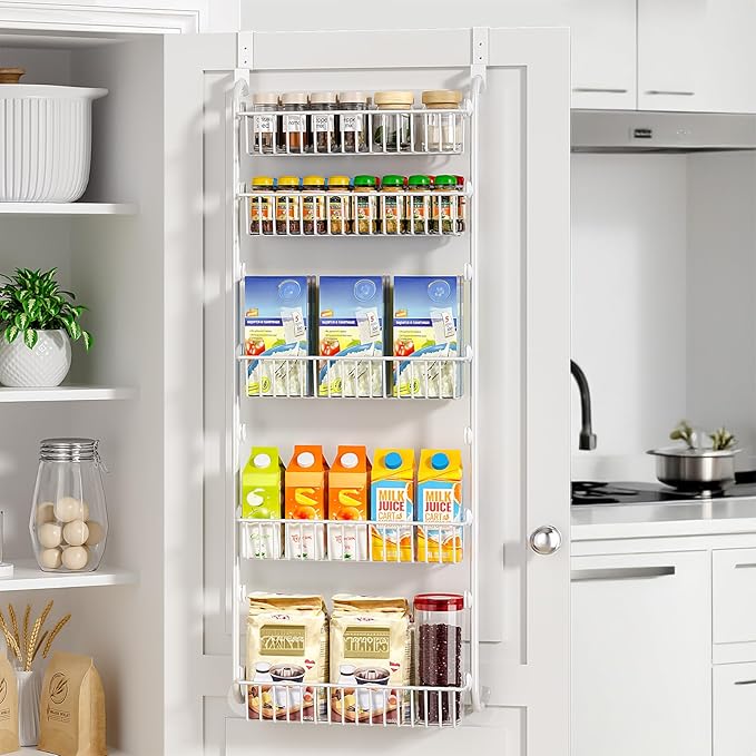 Delamu Over The Door Pantry Organizer, 5-Tier Pantry Door Organizers and Storage by DELAMU
