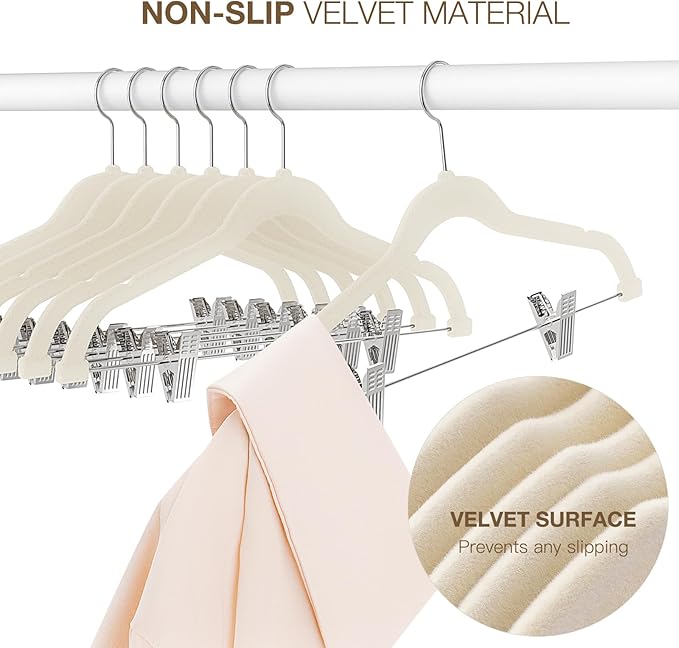Korpai 24-Pack Beige Velvet Hangers - Image 4