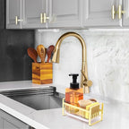 HULISEN Kitchen Sink Sponge Holder, 304 Stainless Steel Kitchen Soap Dispenser - Image 2