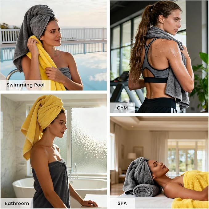 SEMAXE Bath Towel Set, 100% Cotton Bathroom Towels - Image 5