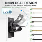 Antimbee 12-Pack Self Adhesive Rod Brackets, No Drill Needed Curtain Rod Holders - Image 2