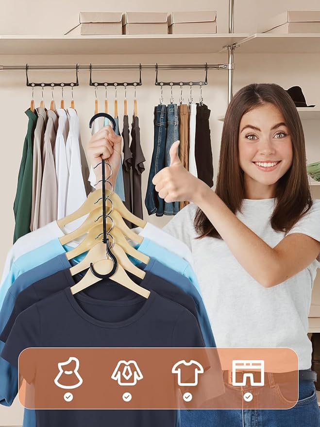 HOUSE DAY Space Saving Hangers Black, 16 Pack, Smart Closet Organizer Space - Image 2