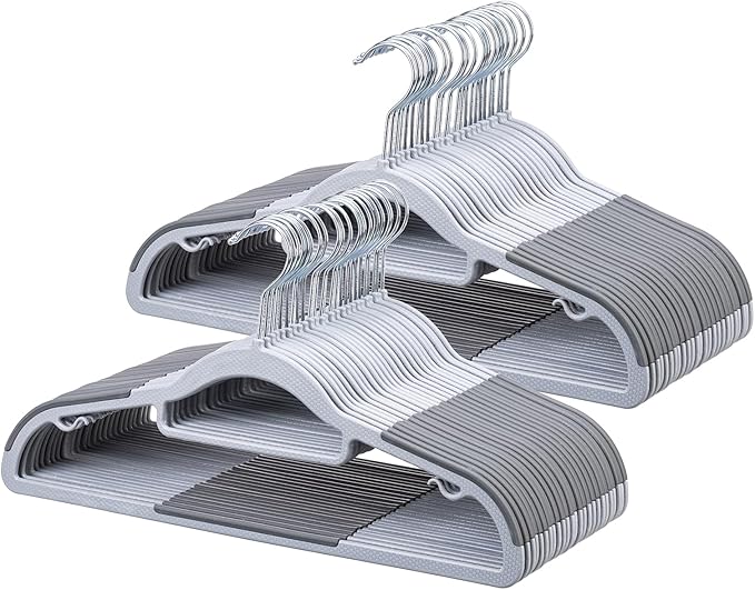 Heavy Duty Hangers 30 Pack, Plastic Clothes Hangers Non-Slip, 0.2'' Slim by Home