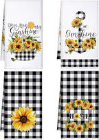 Bencailor 4 Pcs Sunflower Kitchen Towels Flower Hand Dish Towels Black and by Bencailor