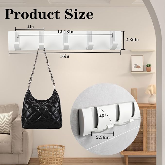 Folding Coat Hooks, Wall Mounted Coat Rack - Image 5