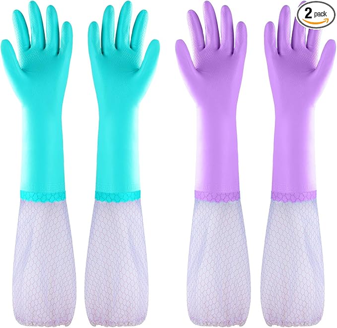 Elgood Reusable Long Sleeve Dishwashing Cleaning Gloves by householdcleaninggloves