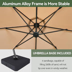 Aoxun 11 FT Cantilever Umbrella with Base Included, Patio Large Aluminum Offset Umbrella Windproof with 360°Rotation, Heavy Duty Frame for Outdoor, Pool, Deck and Garden - Image 3