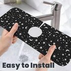 Black And White Moon Star Kitchen Sink Splash Guard Faucet Mat Super Absorbent - Image 6