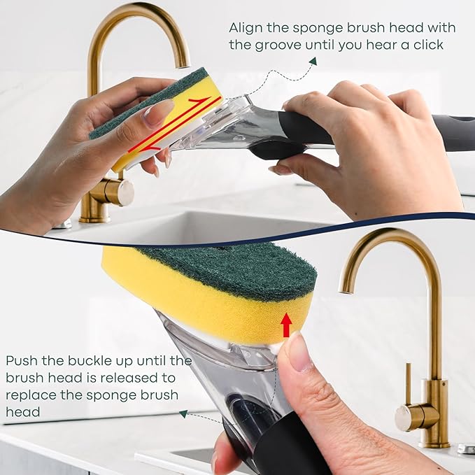 Sponge Brush Refills for OXO Dish Brush, 6 Pack Soap Dispensing Dish Refills - Image 5