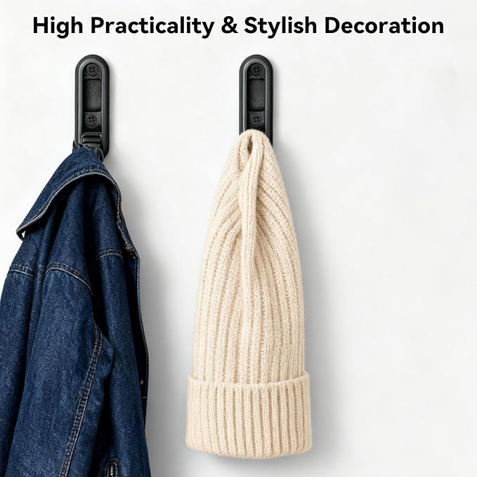 4PCS Folding Coat Hooks, 4 Folding Coat Hooks, Flip Down Heavy Duty Hooks Robe - Image 7