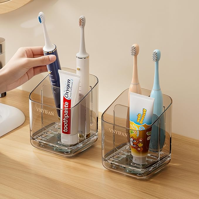 Toothbrush Holders for Bathrooms, 3 Slots Detachable Toothbrush Holder Wall by VNYIFAN