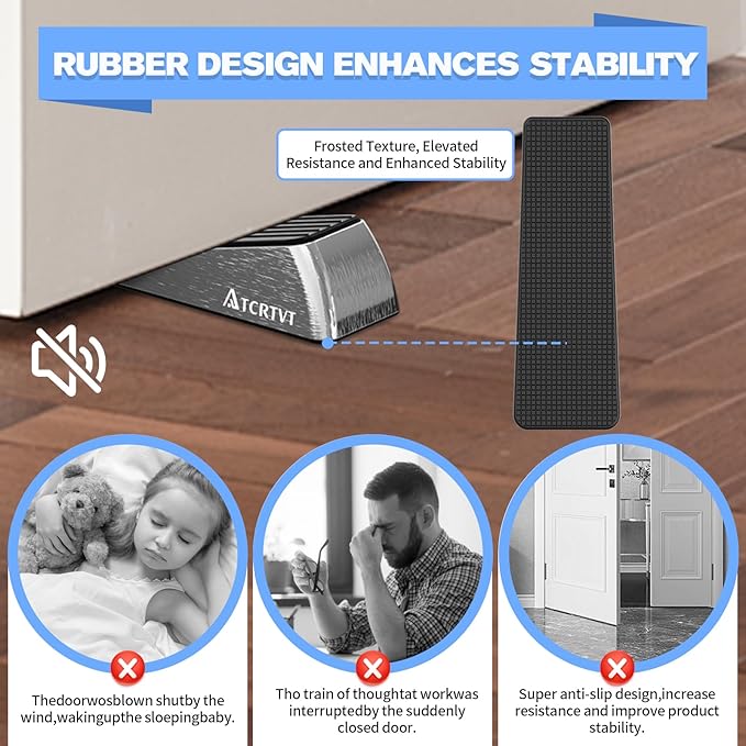 Heavy Duty Door Stopper Wedge 2 Pack Small Size Door Stop Wedge Made of Premium - Image 6