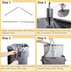 Foldable Laundry Hamper with 2 Removable Drawstring Bags, Portable Laundry - Image 9