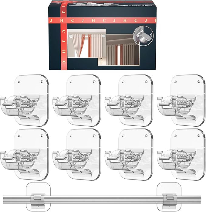 Adhesive Curtain Rods No Drilling Holder, No Drill Curtain Rod Brackets by Unknown