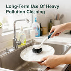 Dish Brush, 2 Pack with Comfortable Handle, with Built-in Scraper, Scrub Brush - Image 4