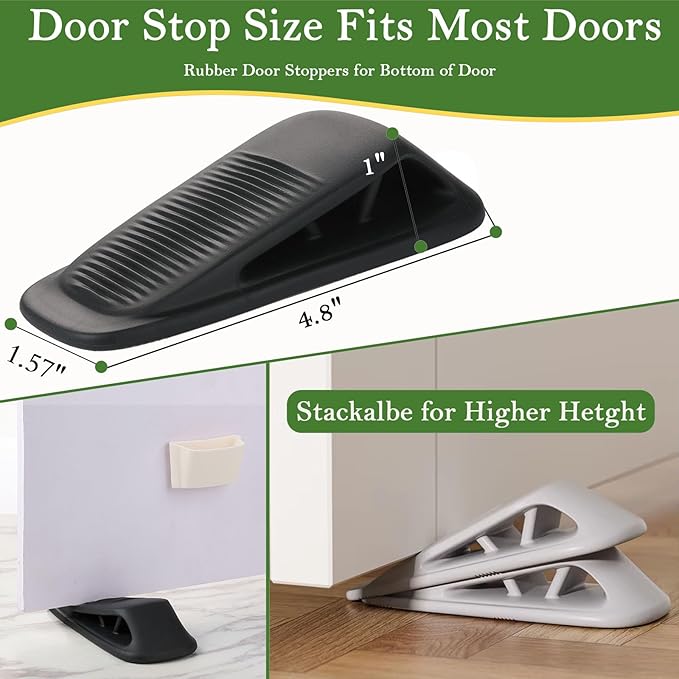 Fursafe&Q Rubber Door Stoppers for Bottom of Door, Door Stop Wedge - Image 2