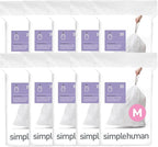 simplehuman Code M 200 Count, Dispenser Pack Custom Fit Liners, Drawstring by Simplehuman