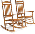 VINGLI Wooden Rocking Chair, Outdoor Chair with 450 lbs Support, Relaxing Rocker with Solid Wood High Back Seat Reclining Seat for Deck, Garden, Backyard, Porch, Indoor or Outdoor Use (Teak, 2PCS) by VINGLI