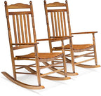 VINGLI Wooden Rocking Chair, Outdoor Chair with 450 lbs Support, Relaxing Rocker with Solid Wood High Back Seat Reclining Seat for Deck, Garden, Backyard, Porch, Indoor or Outdoor Use (Teak, 2PCS) by VINGLI