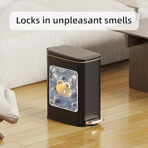 Small Bathroom Trash Can with Lid Soft Close, Step Pedal, 6L / 1.6 Gal - Image 3