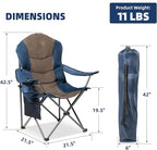 2 Pack Folding Camping Chairs for Adults - High Back Padded Outdoor Lawn Chairs with Lumbar Support & Cup Holder, 400lbs Heavy Duty Portable Camping Chairs Set (Blue & Brown, 2 PCS) - Image 2