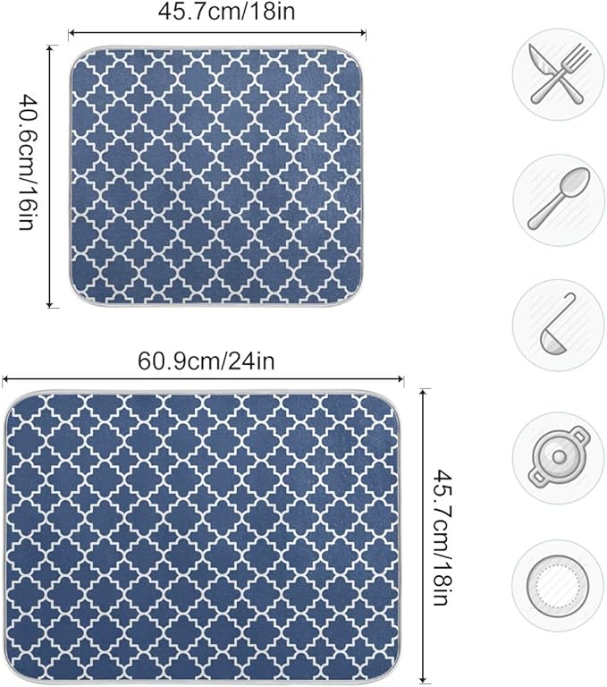 Super Absorbent Dish Drying Mat, Microfiber Fast-Drying Dish Mat, Kitchen Dish - Image 3