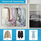 40" Clear Clothes Hangers with Smooth Side Zipper, 3 Pack - Image 2