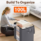 SpaceWhisper 3 Pack 100L Clothes Storage, Foldable Thick Fabric Blanket Storage - Image 5